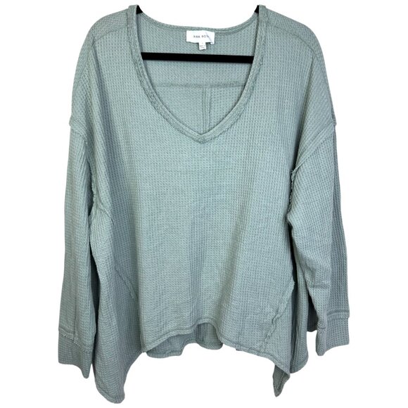 34. Large - PINK ROSE - Oversized Sage Waffle Knit Reverse Hem Top NEW no tags - Picture 5 of 5